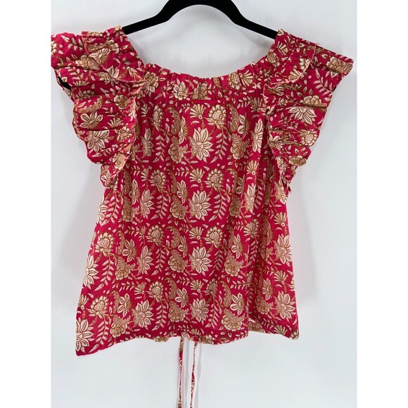 Women's Figue Gigi Printed Ruffle Detail Short Sleeve Top Size S - Picture 4 of 4